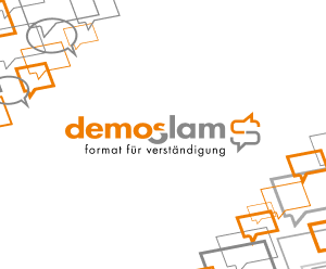 demoslam. Format für Verständigung. Verlinkt zu demoslam.org.